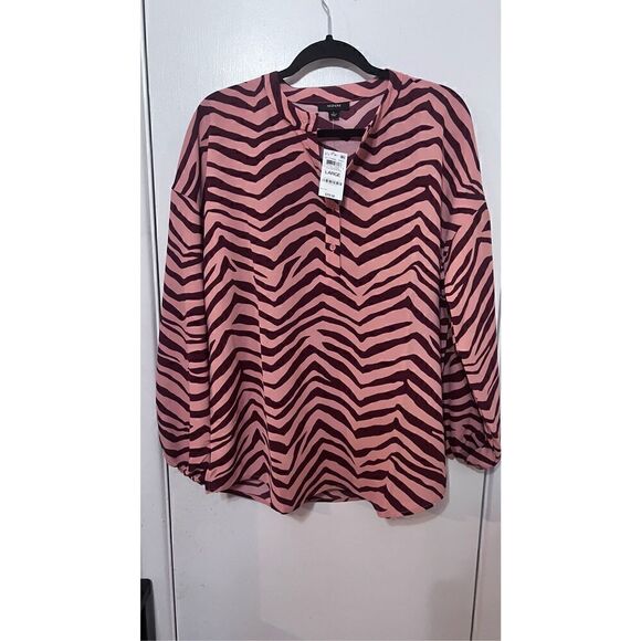 ALFANI CORAL TIDES CHEVERON ZEBRA LONG SLEEVE BLOUSE SZ L P1-28 NEW - Picture 5 of 10
